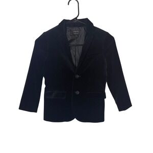 Crewcuts J.Crew Thompson Black Velvet Blazer Boys Size 6-7 Two Button Jacket